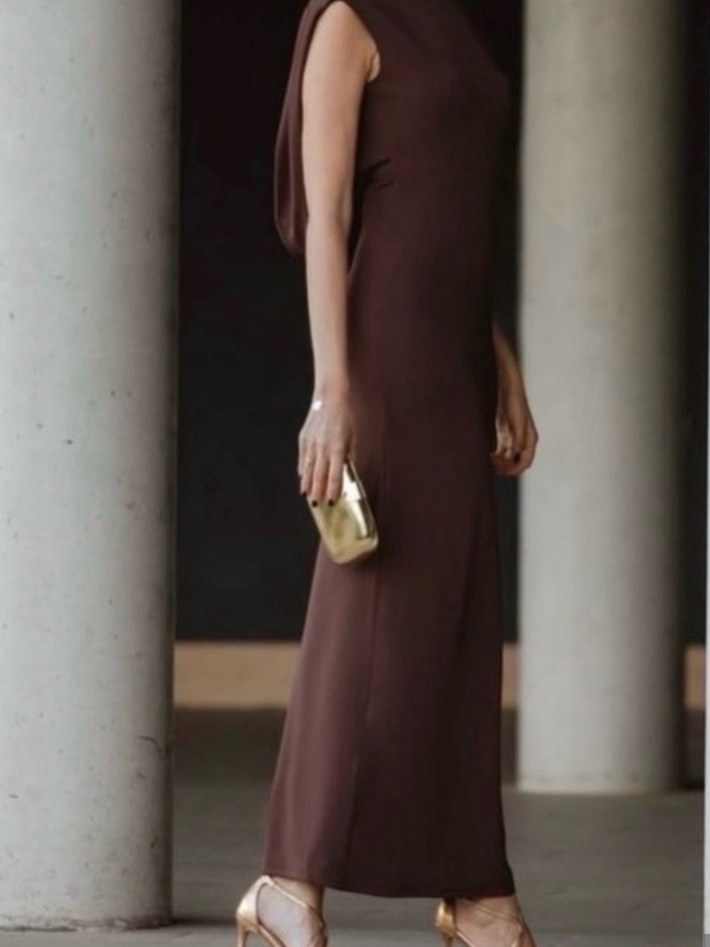 Zara Chocolate Brown Sleeveless Maxi Dress